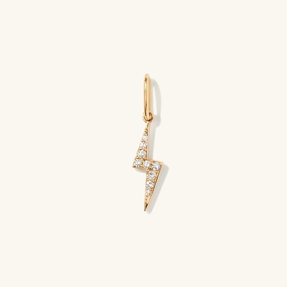 NWOT Mejuri Pavé Diamond Lightning Bolt Charm - Picture 1 of 7